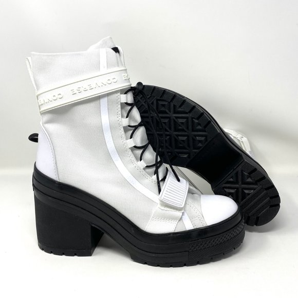 Converse Platform Heel Boots Women's Size 9 563469C CTAS Gr 82 Xx-Hi White Black - Picture 2 of 8